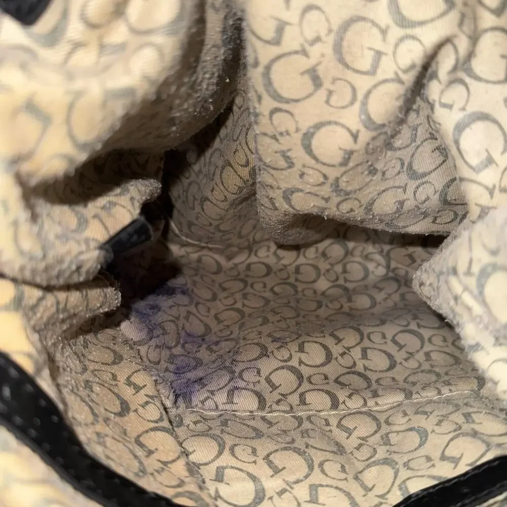 Vintage Guess Y2K Monogram Jacquard Buckle Tote Bag